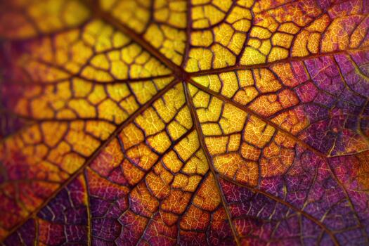 Colorful leaf showing autumn patterns and textures photo