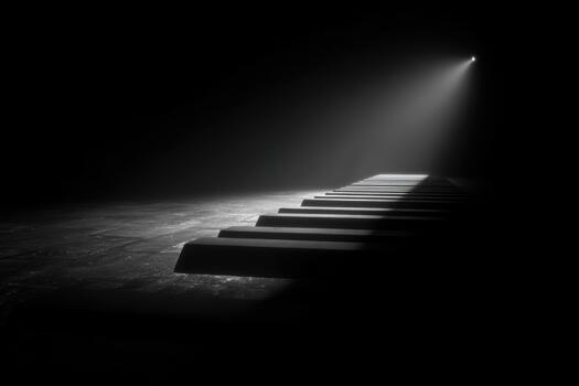 Dramatic light on piano keys in a dark setting photo