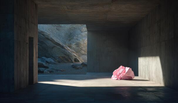 explorador un minimalista espacio con suave rosado objeto foto