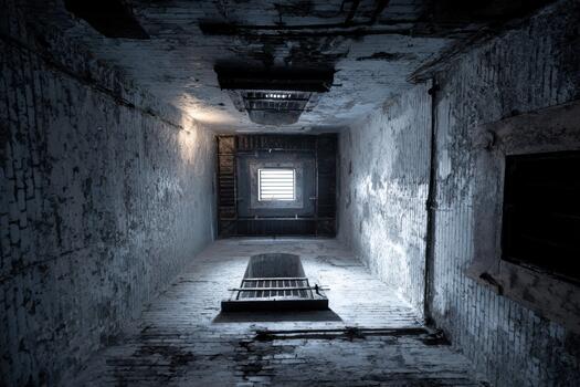 explorador un abandonado edificio con un alto techo foto