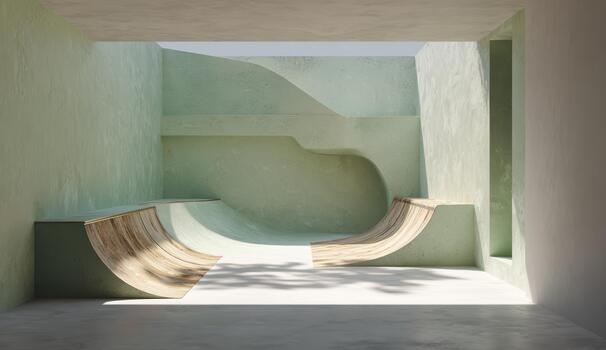 Unique skate park design in minimalist architecture photo