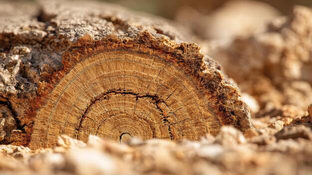 Close-up view of a tree stump on rocky ground photo
