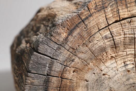 Close-up of a textured wooden log showing growth rings photo