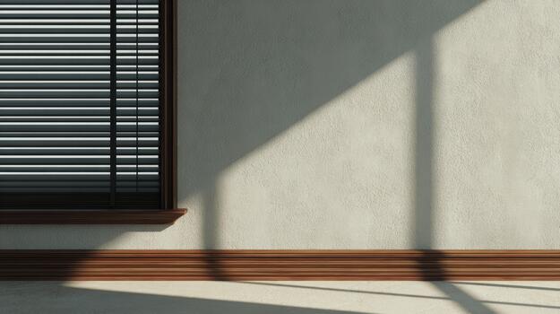 Sunlight casting shadows on a wall by the window photo