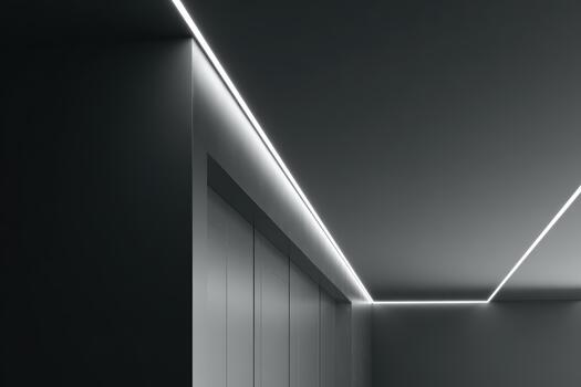 Modern hallway with sleek lighting and minimal design photo