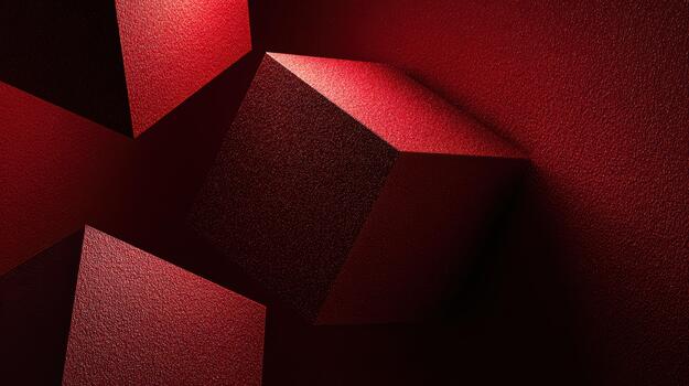 Red geometric shapes create depth in modern design photo