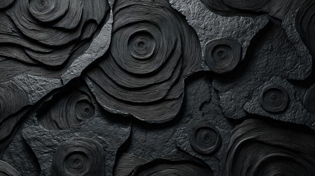 Black textured layers resembling geological formations photo