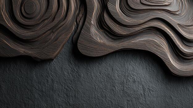Wood texture design with layered patterns on dark background photo