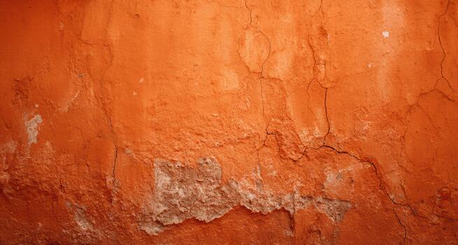 Vibrant orange wall displaying texture and aging marks photo