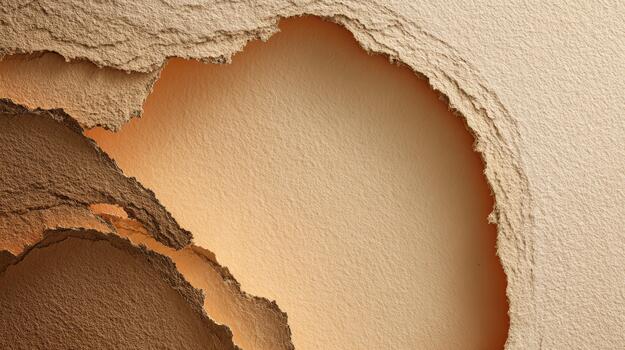 Torn layers of paper revealing soft colors in art display photo