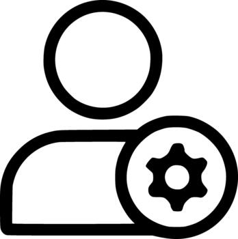 An outline icon representing user profile management, personal skills, expertise, competency, and account settings vector