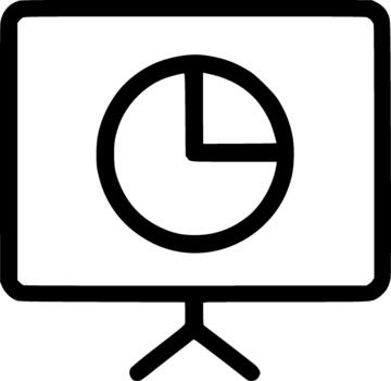un contorno icono representando un negocio presentación, datos análisis, tarta cuadro, informe, y financiero planificación pantalla vector