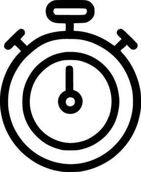 An outline icon representing time management, stopwatch, deadline, measurement, speed, and time limit vector