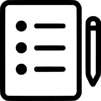 An outline icon representing a to-do list, checklist, survey, taking notes, planning, and documentation vector