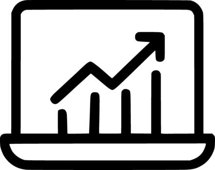 An outline icon representing business growth, data analysis, financial progress, stock market, and online performance charts vector