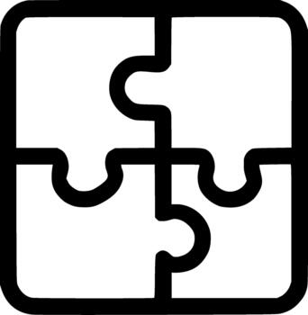 An outline icon representing problem-solving, teamwork, integration, partnership, and completing a puzzle or project vector