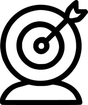 An outline icon blending a target with a webcam base, representing online goal setting, digital objectives, purpose, and focus vector