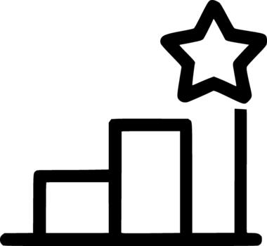 An outline icon representing success, achieving goals, incremental progress, ranking, and business performance metrics vector