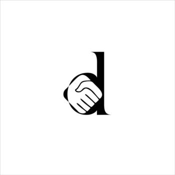 Logo of initial D with a shaking hand icon and black color vector