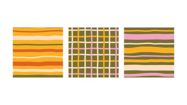 Hand Drawn Geometric Seamless Patterns Set vector