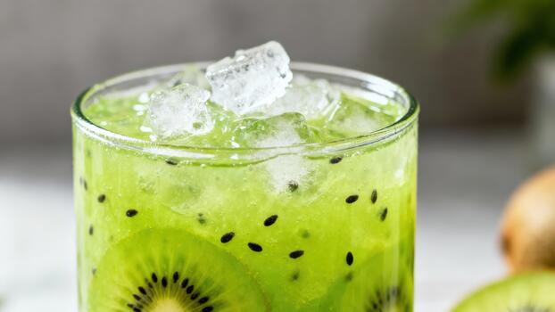 enfriado tropical Fruta bebida con aplastada hielo desborda un claro Bebiendo buque foto