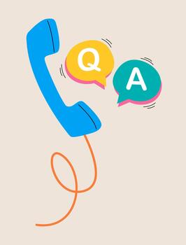 Cell phone and bubble Talking. answer talk with service. Ask FAQ and QA answer. Colorful illustration vector