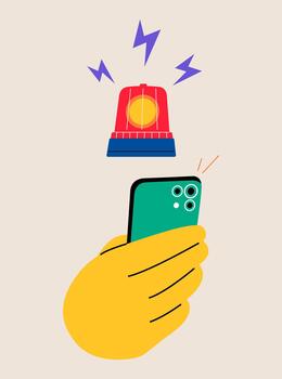 Phone notification, alarm and flasher on phone display. Colorful illustration vector