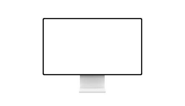 Wide computer monitor with empty white screen, ideal for web design, product display, or digital artwork mockup on clean studio background photo