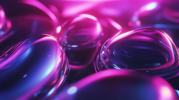 Glows of Magenta and Blue Light Illuminate Abstract Shapes photo