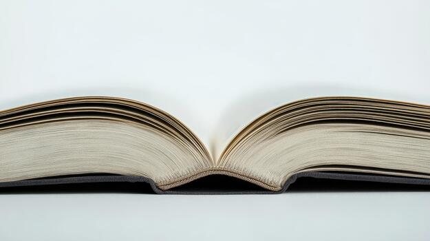 Open Book Displays Many Pages in Sharp, Bright Studio Light photo