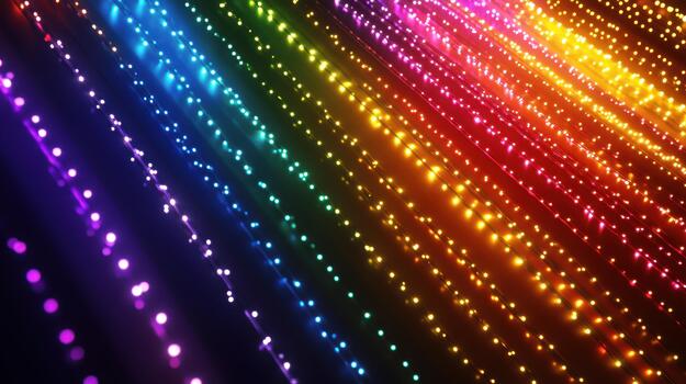 Colorful Led Lights Glowing on Strands Across a Dark Surface photo