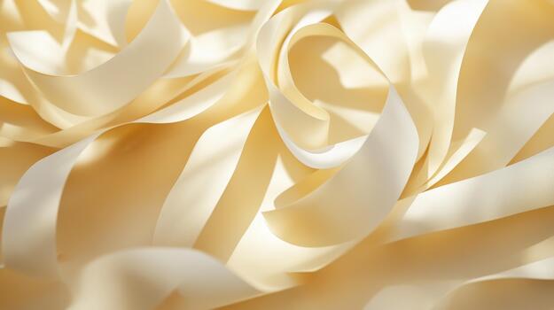 Abstract Background of Swirling Ivory Paper Strips Under Sunlight photo