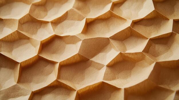 Close up of Origami Craft Showing Repeating Pattern of Paper Cells photo