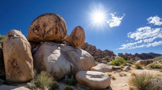 Balancing Rocks Under Bright Sun in Joshua Tree National Park photo