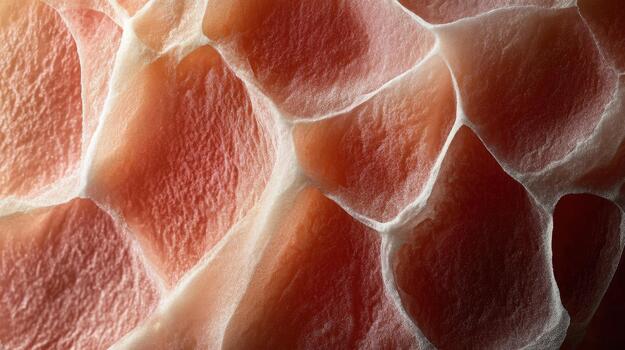 Close up of Ham Slices Creates an Abstract Design photo