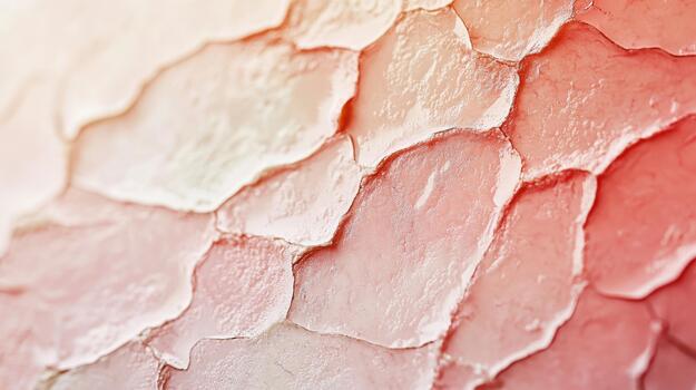 Close View Shows Surface With Cellular, Polygonal Pink and White Textures photo
