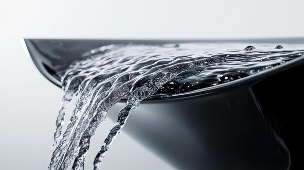 Water Flowing From Edge of Container Into Stream on Smooth, Clean Background photo