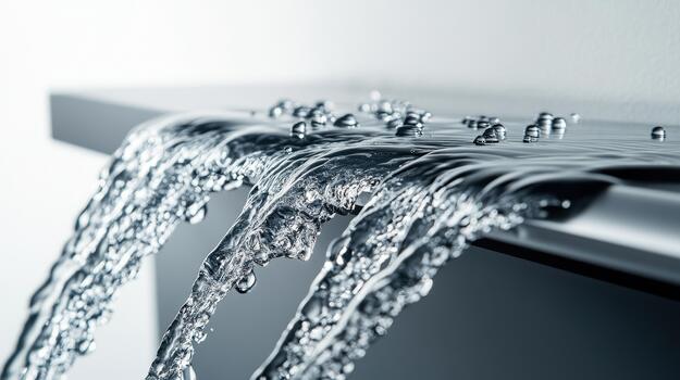 Water Flows Over Edge Creating Drips in a Modern Clean Setting photo