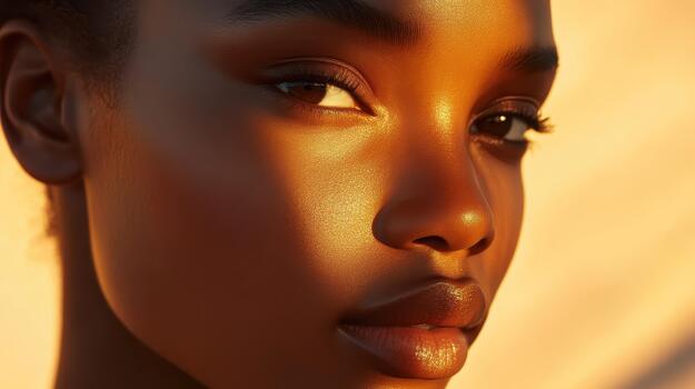 Close up of Womans Face Illuminated by Golden Light During Daytime photo