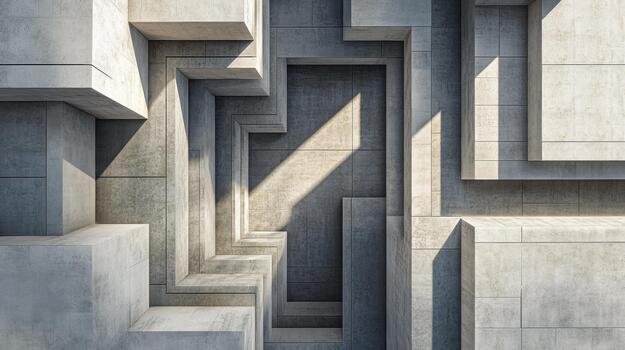 Abstract Architecture With Concrete Geometric Shapes and Light photo