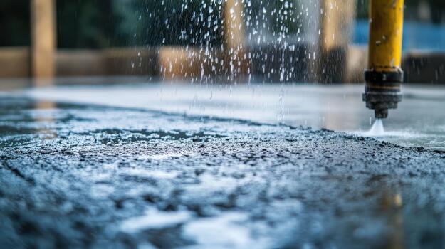 Water Jet Cutting Stone With Precision and Generating Spray photo