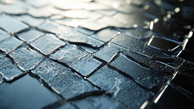 Surface of Textured Tiles Reflects Light in Abstract Pattern photo