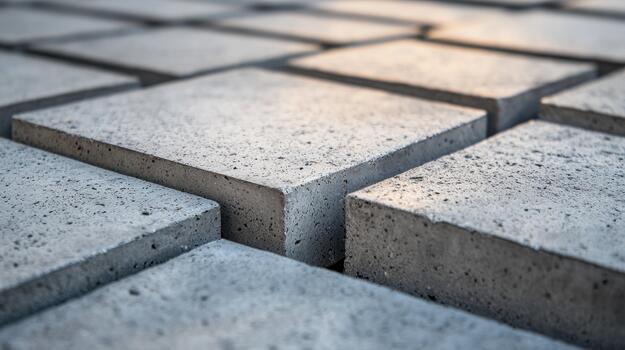 Concrete Blocks Show Gray Texture and Modern Paving Design at Ground Level photo
