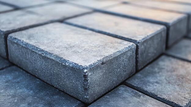 Close View of Rectangular Gray Paving Stones Creates a Simple Geometric Pattern photo