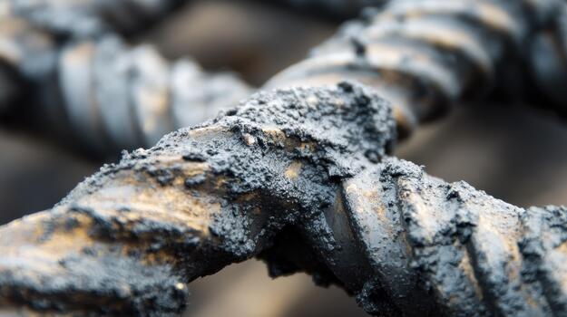 Construction Rebar Coated in Thick, Dark Substance After Project photo