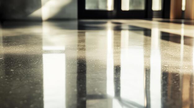 Polished Floor Reflects Light From Windows During Daytime in the Building photo