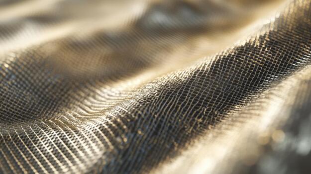 Golden Material With Mesh Pattern and Gentle Folds Creating Shadows photo