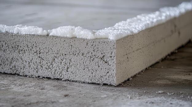 Cross Section Reveals Lightweight Concrete Block With Foam Sealant photo