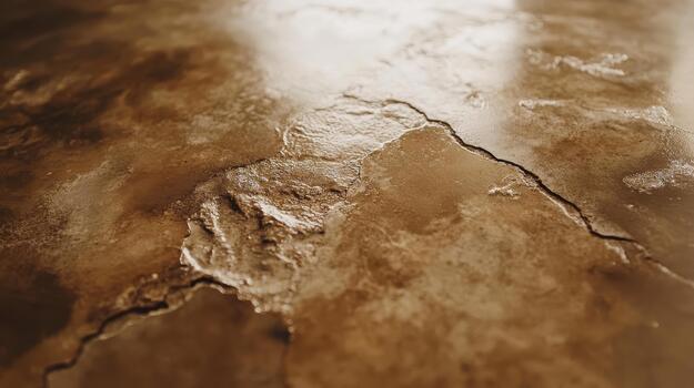 Close up of Cracked Brown Concrete Floor With Shiny Texture photo