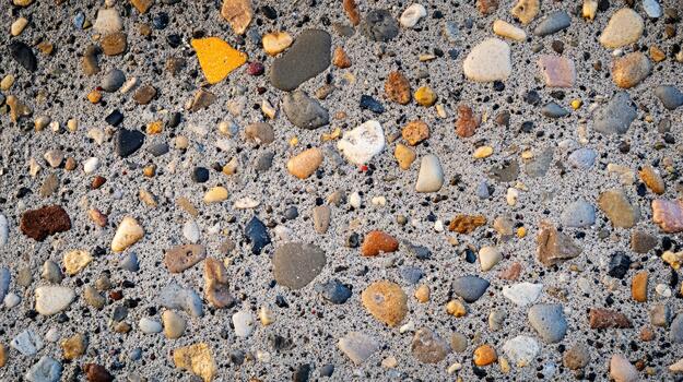 Close up of Exposed Aggregate Concrete Surface With Small Rocks photo